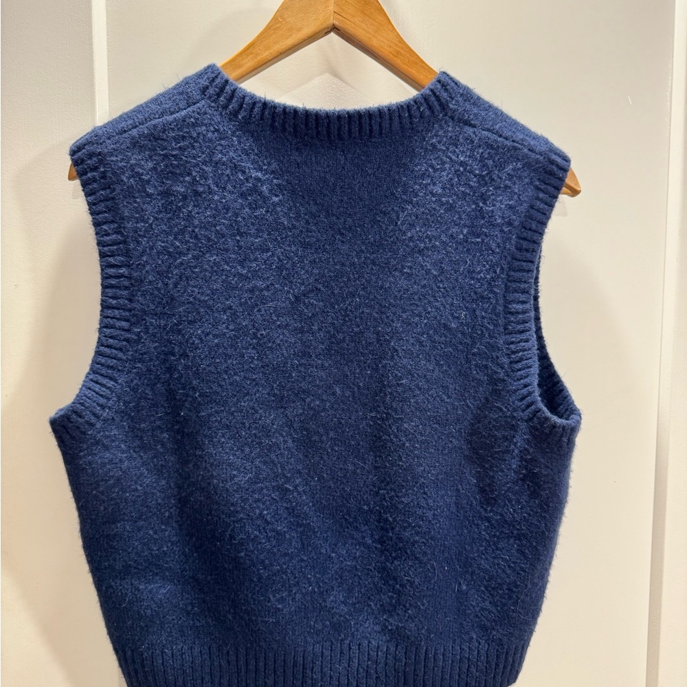 J. Crew Women's Deep Blue V-Neck Sweater Vest - Picture 2 of 3